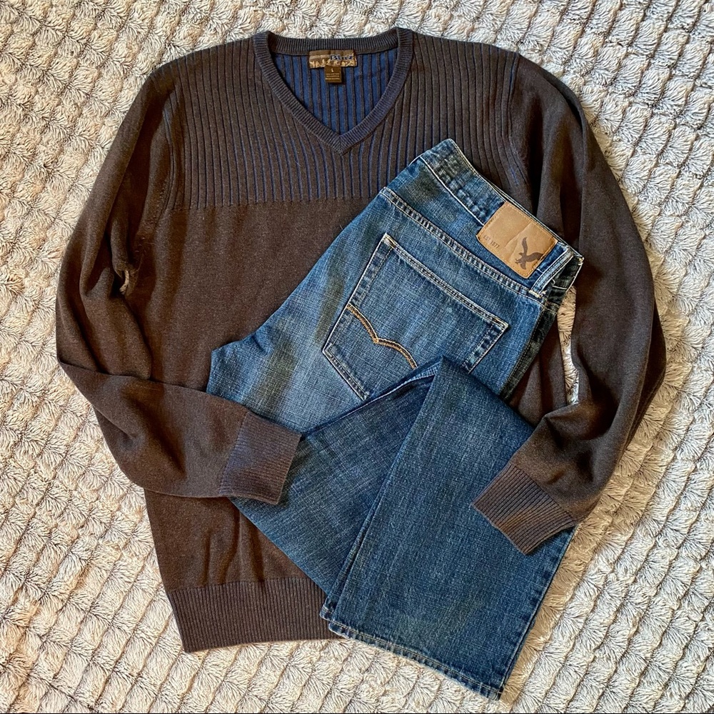 Pronto Uomo Brown V-Neck Sweater